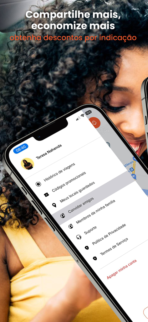 POPÖ - POPO app user profile menu displaying trip history and promo code options