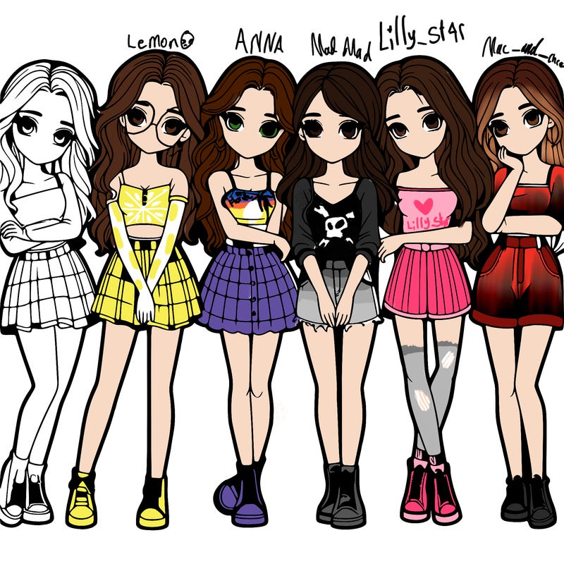 a group of girls realistic