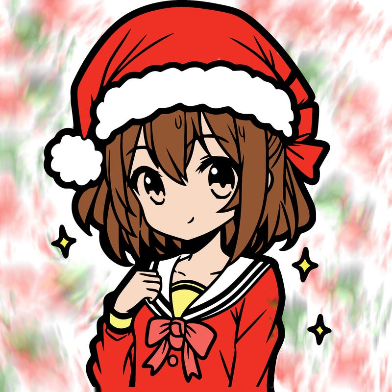 anime girl wearing a santa hat