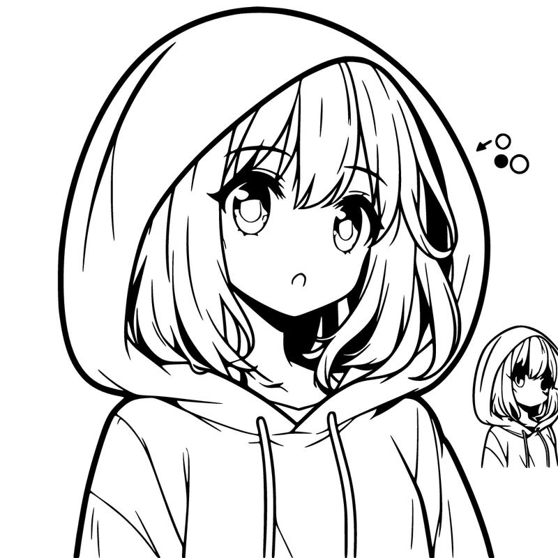 anime girl with hoodie on
