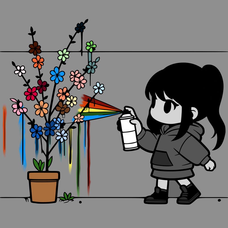 girl spring spray paint on a wall