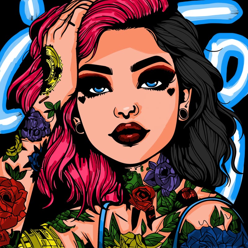 realistic girl with tattoos all over