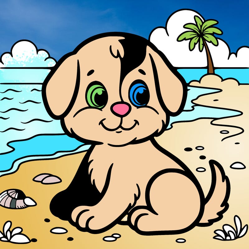 a puppy on a beach