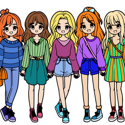 a group of six best friends holding hands that are all girls