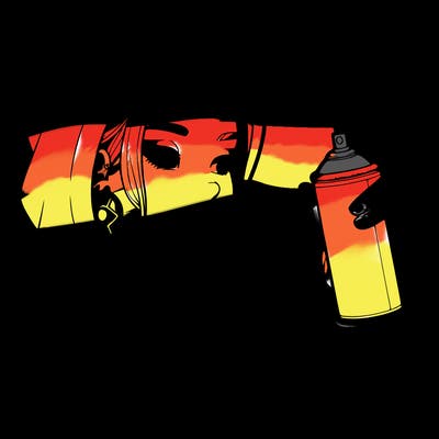 a realistic girl, spray painting