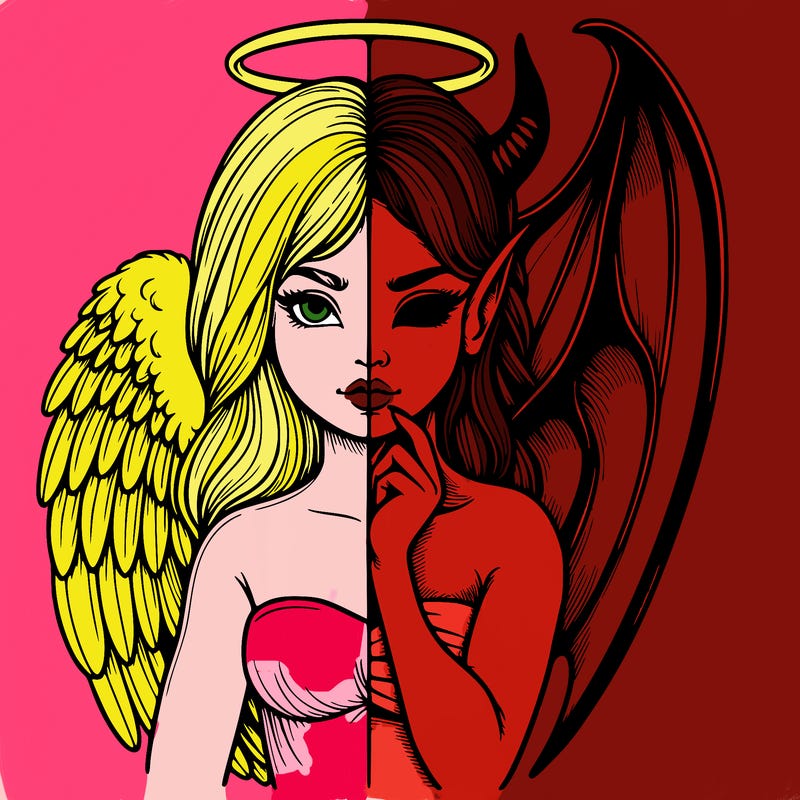 realistic angel half demon