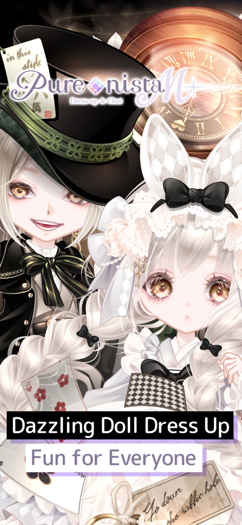 Purenista M: Dress-up & Chat - Purenista M app screenshot featuring two detailed anime style dress up characters