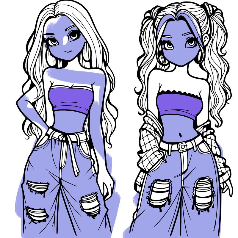 2 girls in crop tops and baggy jeans ripped