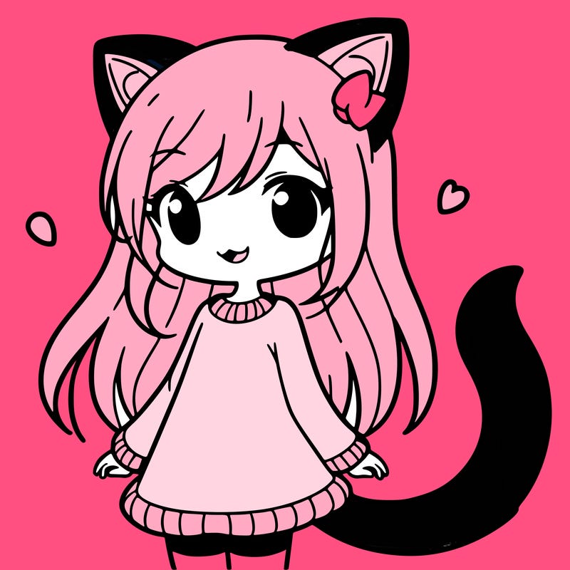 girl with cat ears and tail