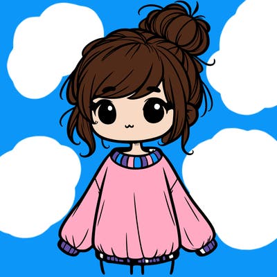 cute girl with baggy sweater and messy bun