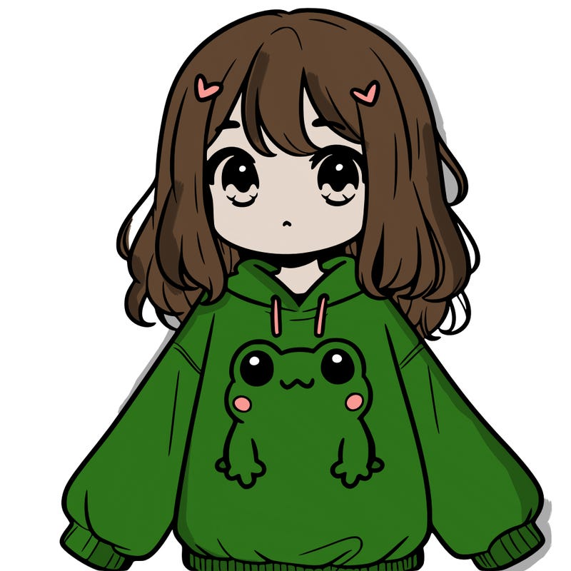 girl wearing frogging sweatshirt