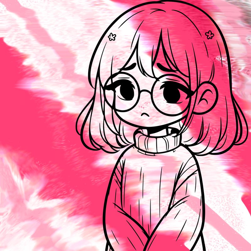 sad girl with glasses in a sweater