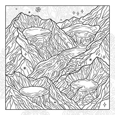 Immerse yourself in the breathtaking beauty of nature with this intricate Cirque Glaciers adult coloring page. Designed for mindfulness and relaxation, it offers a detailed escape into a frosty mountain landscape.