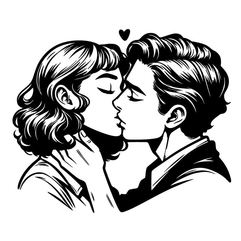 kiss between two people realistic