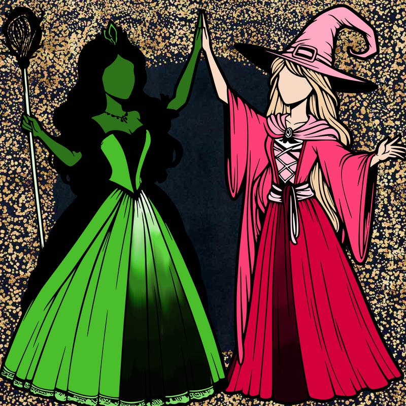 detailed realistic split of a princess and a witch