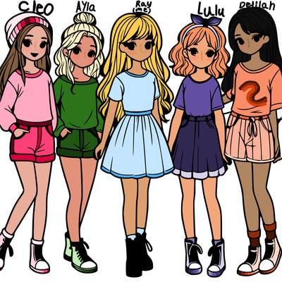 a group of five girls