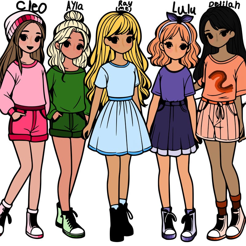 a group of five girls