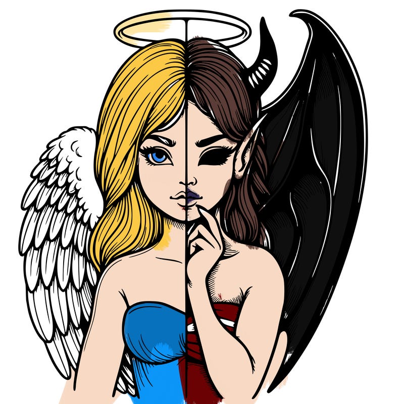realistic angel half demon