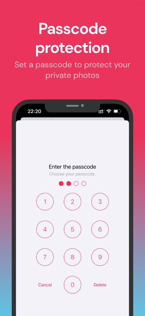 Smartphone display showing a numeric keypad for passcode protection to secure private photos within the We together relationship app.