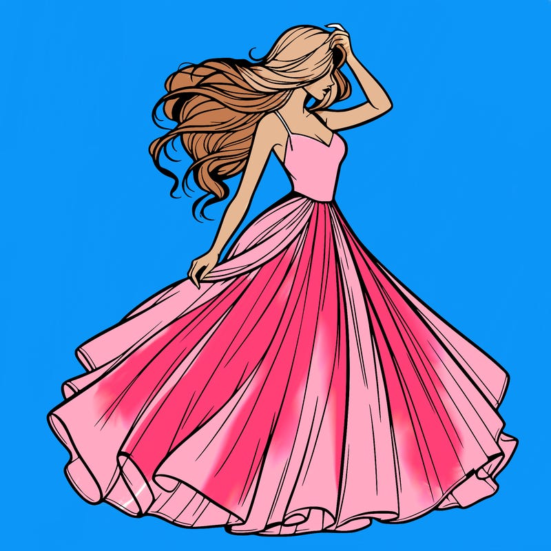 realistic woman with dress flowing in the wind