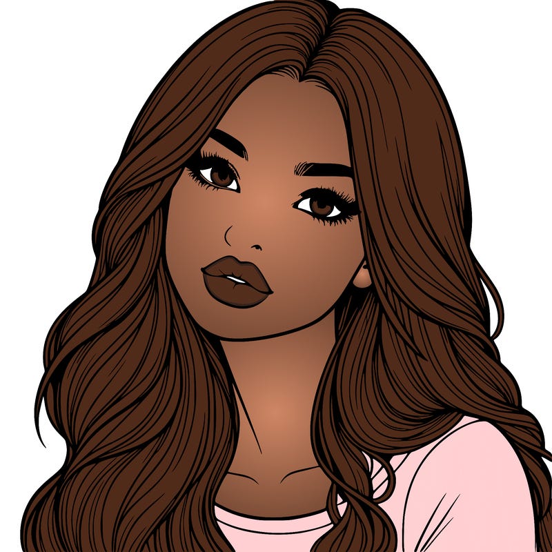 realistic girl with hair on her hair and lips