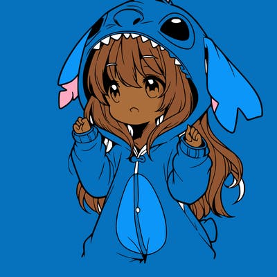 anime girl in a stitch onsie