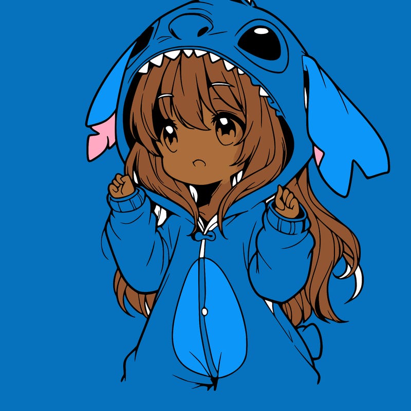 anime girl in a stitch onsie