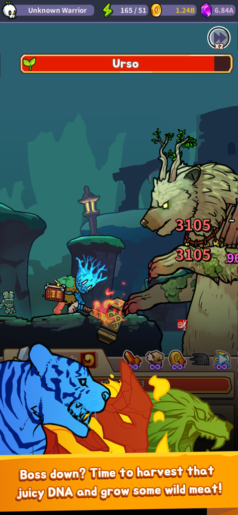 Hybrid Warrior - Herói lutando contra o chefe urso gigante Urso em Hybrid Warrior