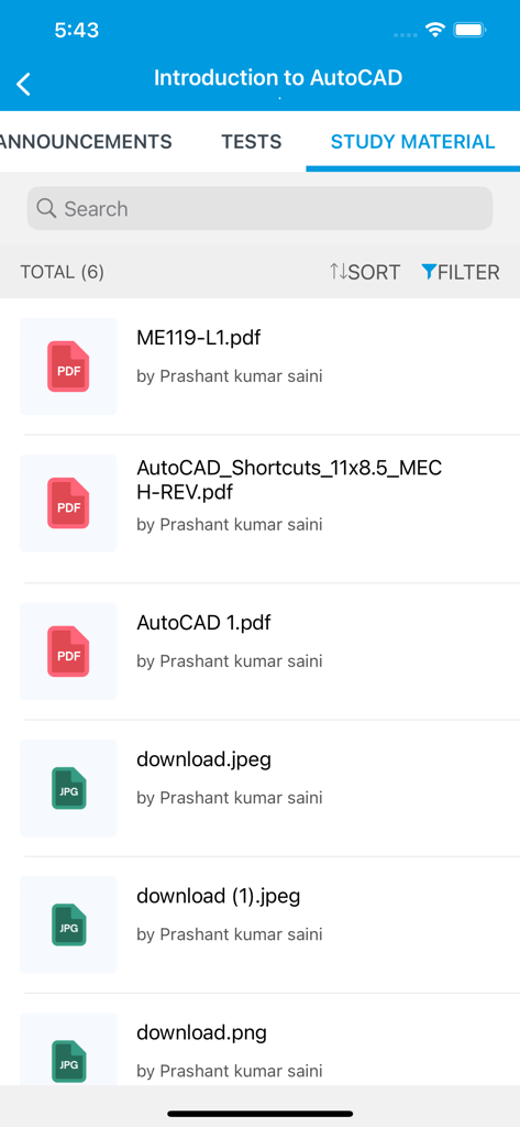 PTS CAD EXPERT - Una lista de materiales de estudio de AutoCAD que incluyen guías en PDF y hojas de atajos en la aplicación PTS CAD EXPERT.