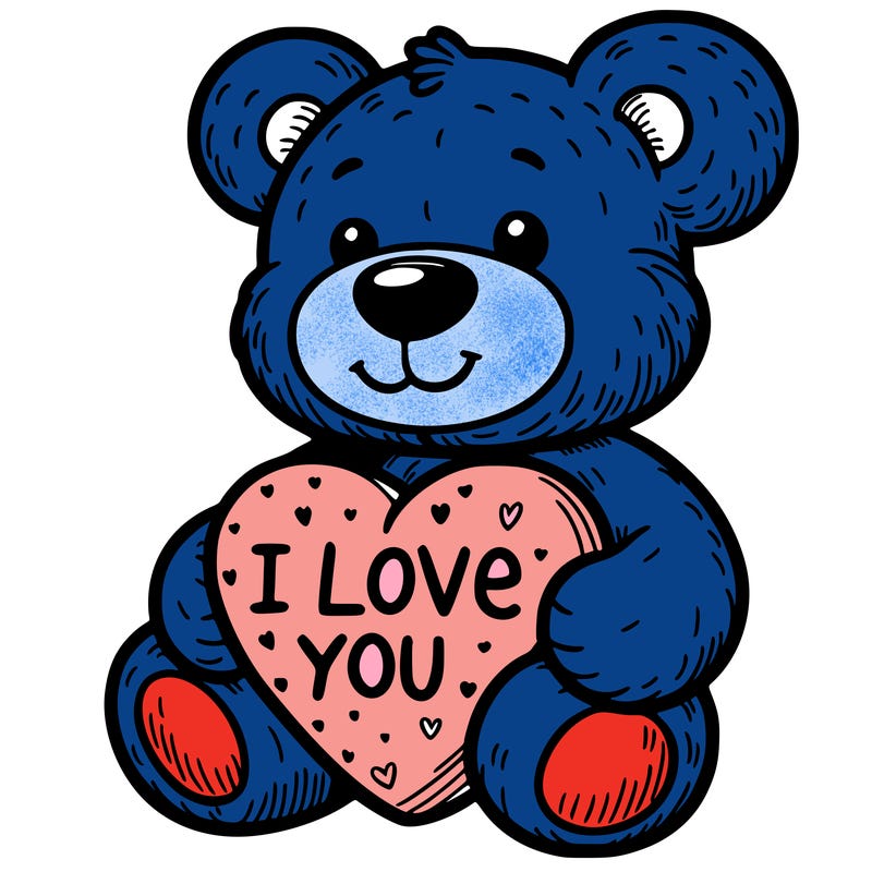 teddy bear holding an i love you heart
