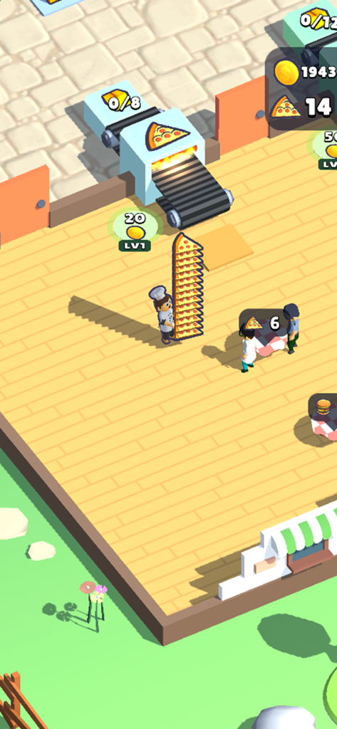 Cooking Craft - Chef carrying a tall stack of pizzas to customers in a restaurant