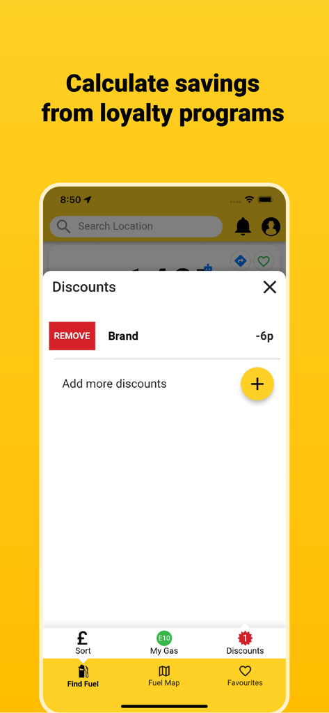 Gaspy app interface showing how to add and calculate savings from fuel loyalty programs