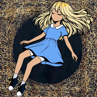 realistic girl floating