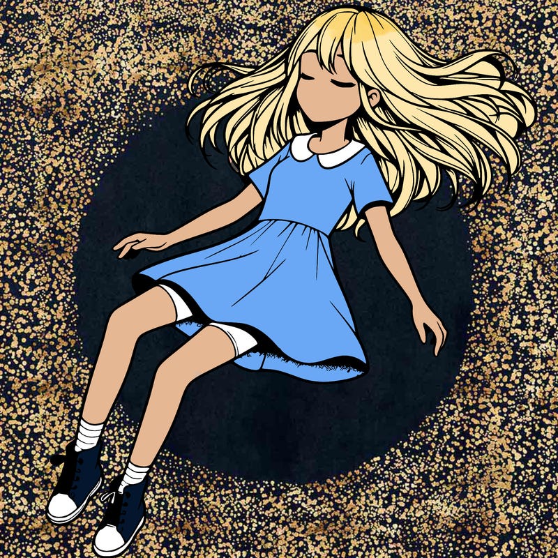 realistic girl floating