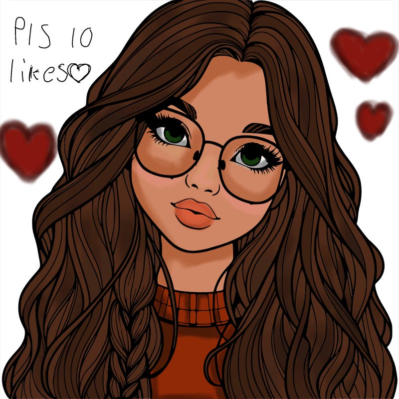 girl with long hair and freckles and glasses realistic
