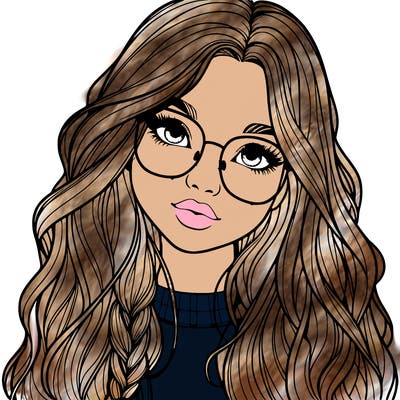 girl with long hair and freckles and glasses realistic