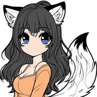 realistic looking girl with fox ears and tail