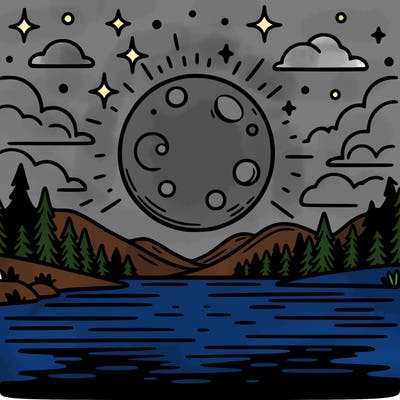moonlight shining on a lake
