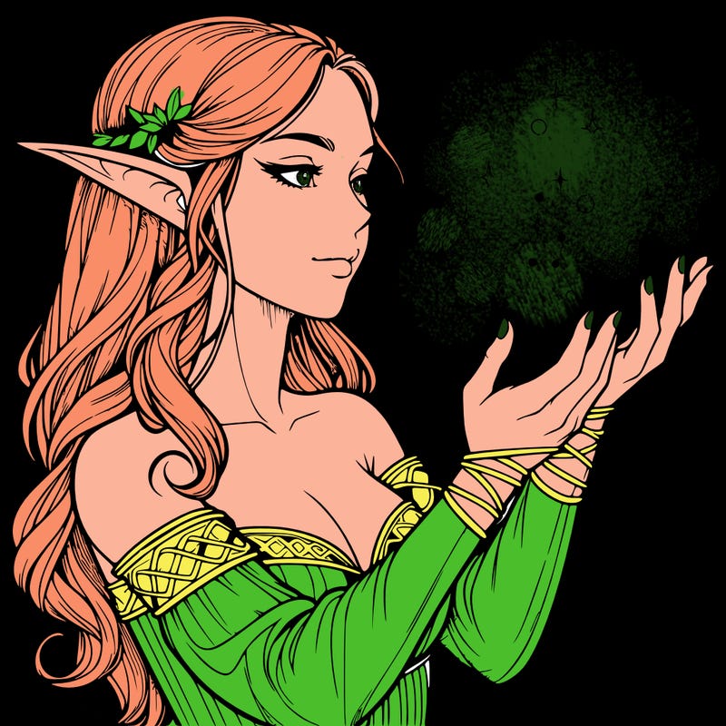 realistic elf girl doing magic