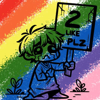 small poor toddler crying with sign that says 2 like plz