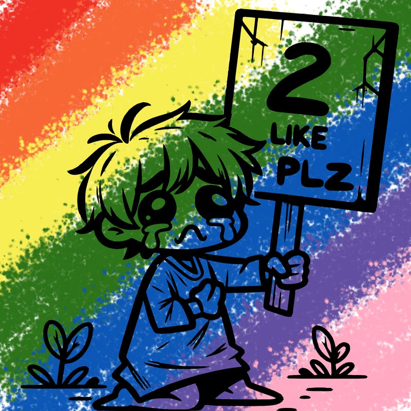 small poor toddler crying with sign that says 2 like plz