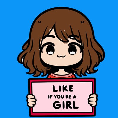 a cute girl holding a sign that says like if you’re a girl