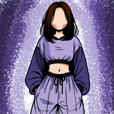 realistic girl faceless with baggy pants and a crop top