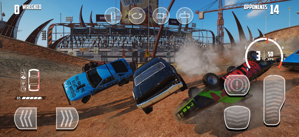 Intense car collision and destruction in Wreckfest demolition derby