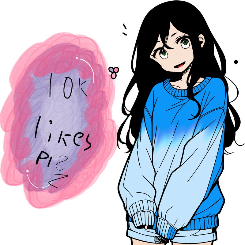 manga teen girl  in a sweater and baggy pants