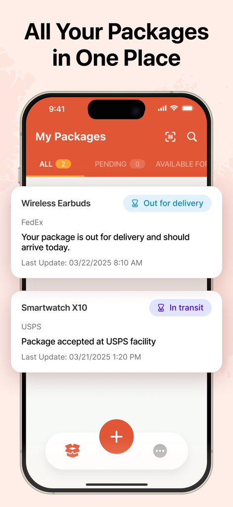 ParcelBox - Package Tracker - Panel de la aplicación ParcelBox que muestra actualizaciones de estado para múltiples entregas de paquetes