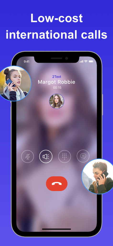 Insta Texting - Unlimited Call - Smartphone screen displaying an active call interface for low cost international calls