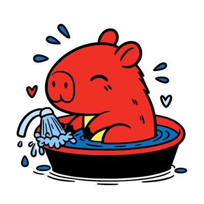 capybara taking a bath