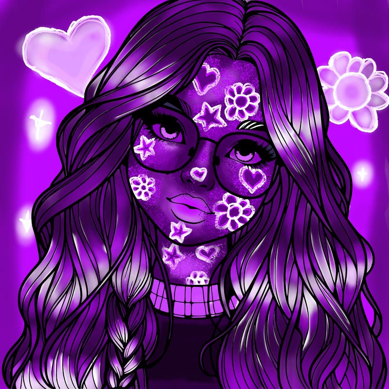 girl with long hair and freckles and glasses realistic