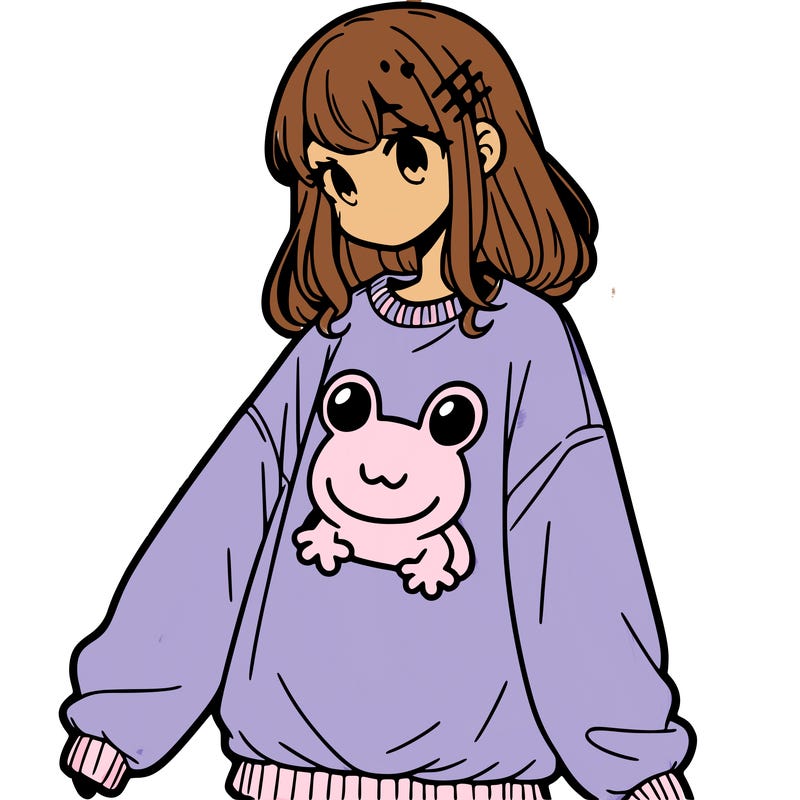 girl wearing frogging sweatshirt